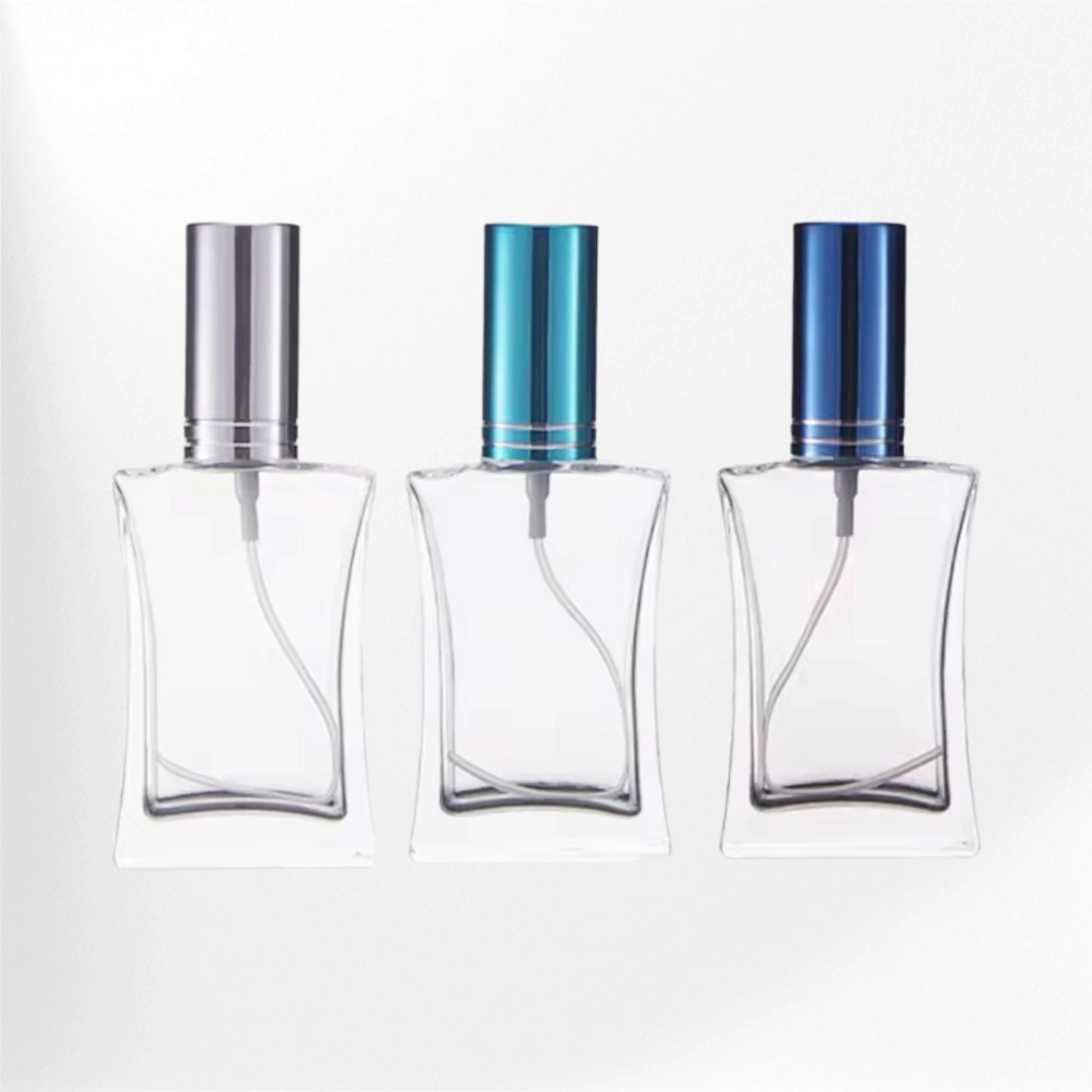 Perfume Bottle Refill Type Curved Outline Clear Glass Body