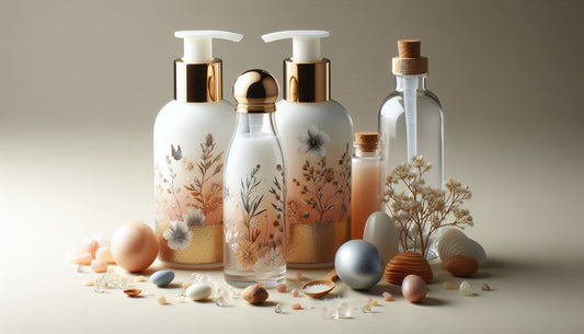 Several beautifully decorated lotion bottles