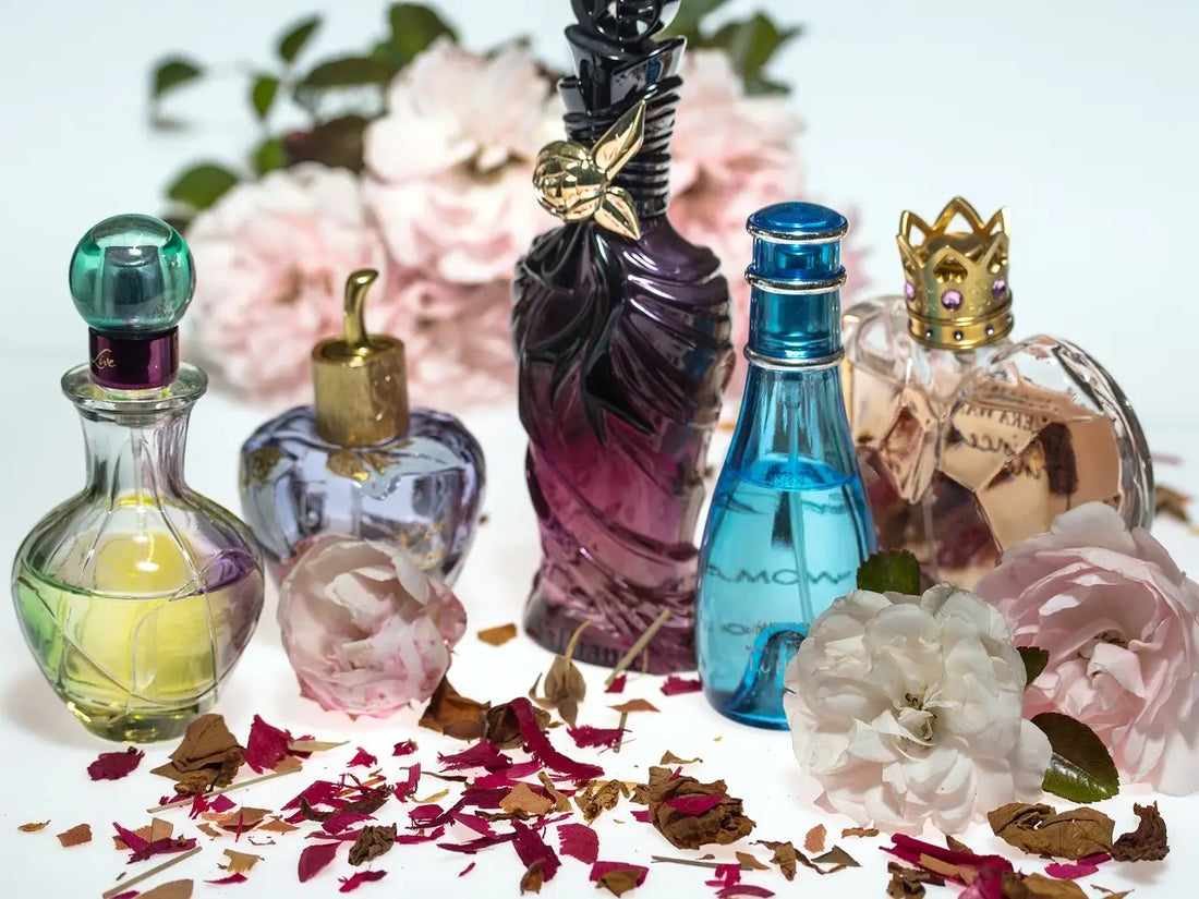 Several highly personalized perfume bottles