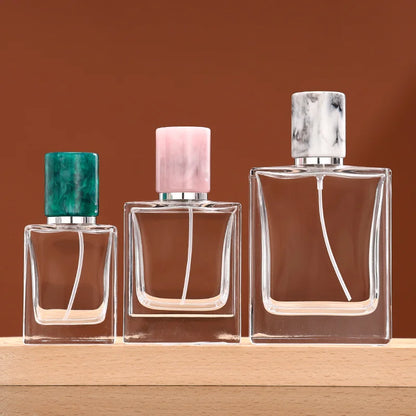 Perfume Bottles with Pump Wholesale Square Clear Glass