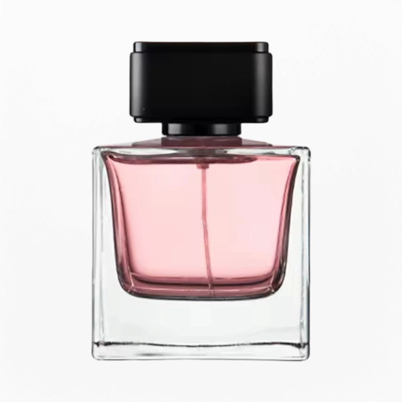 100ml Cube Perfume Bottle Transparent Glass Black Cap