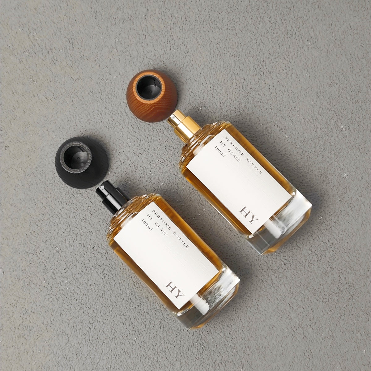 100ml Custom Luxury Thick Glass Perfume Oil Bottle Fine Mist Spray with Natural Wooden Cap