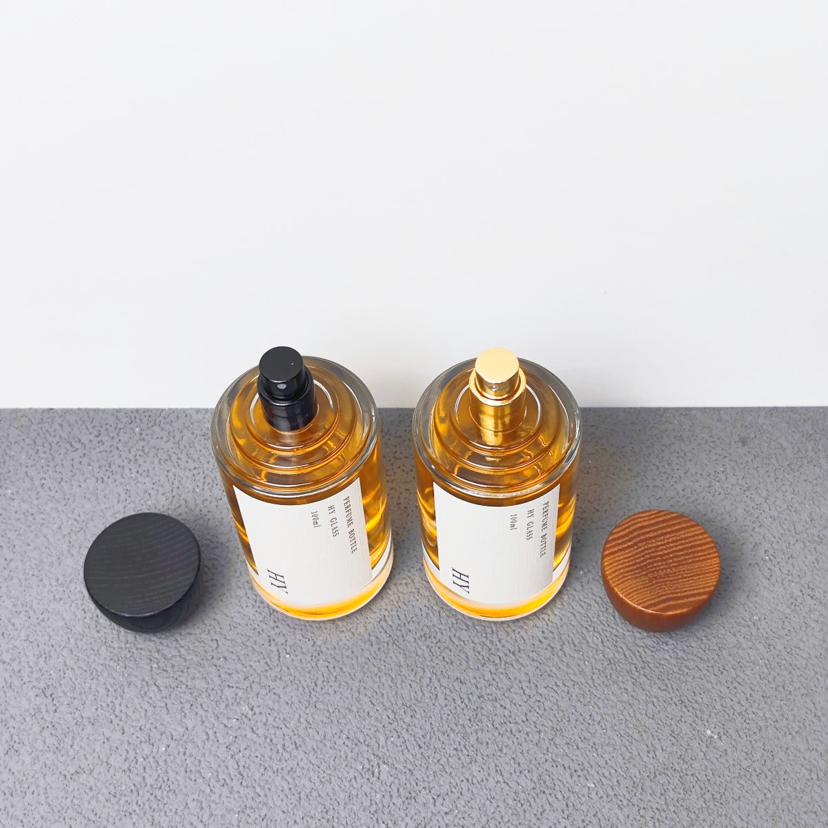 100ml Custom Luxury Thick Glass Perfume Oil Bottle Fine Mist Spray with Natural Wooden Cap