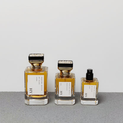 30ml 50ml 100ml Square Luxury Empty Perfume Cologne Bottle Crimp Neck with Atomizer and Unique Designed Gold Top Cap