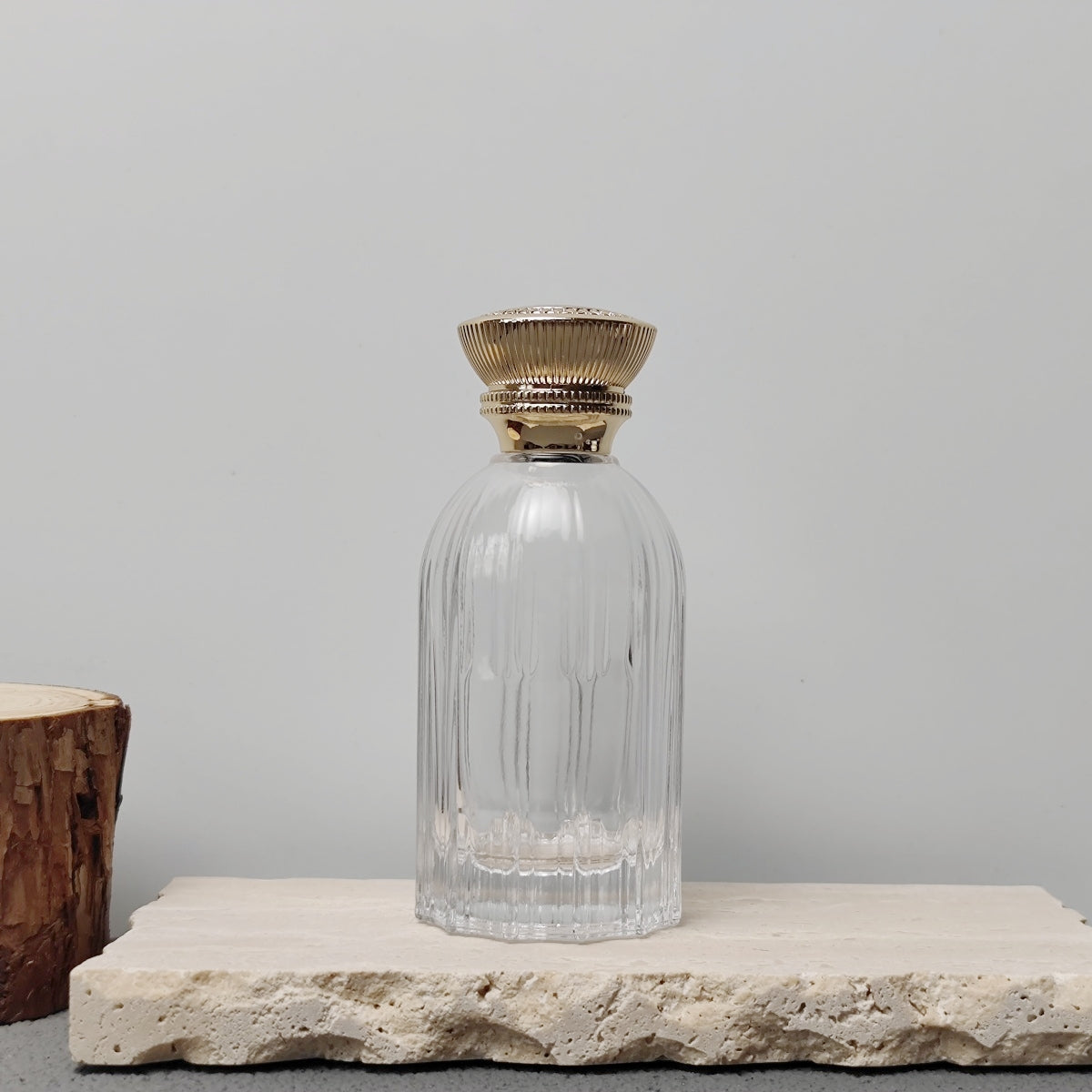Custom 100ml Square Ribbed Glass Perfume Bottle with Alloy Metal Cap Screen Printing Pump Sprayer for Premium Fragrance Brand