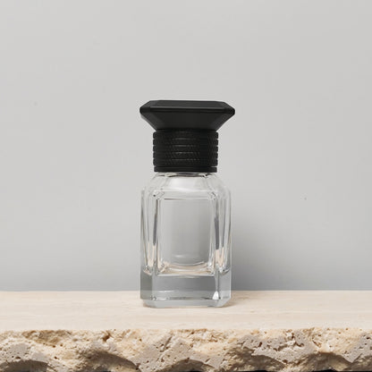 Ready to Ship Premium Glass Custom LOGO Area 30ml Square Perfume Bottle with Luxury Decorative Cap Low MOQ