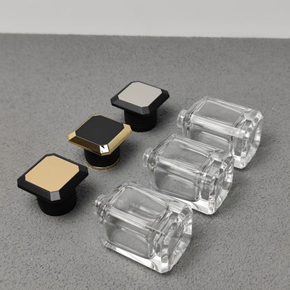 Ready to Ship Premium Glass Custom LOGO Area 30ml Square Perfume Bottle with Luxury Decorative Cap Low MOQ