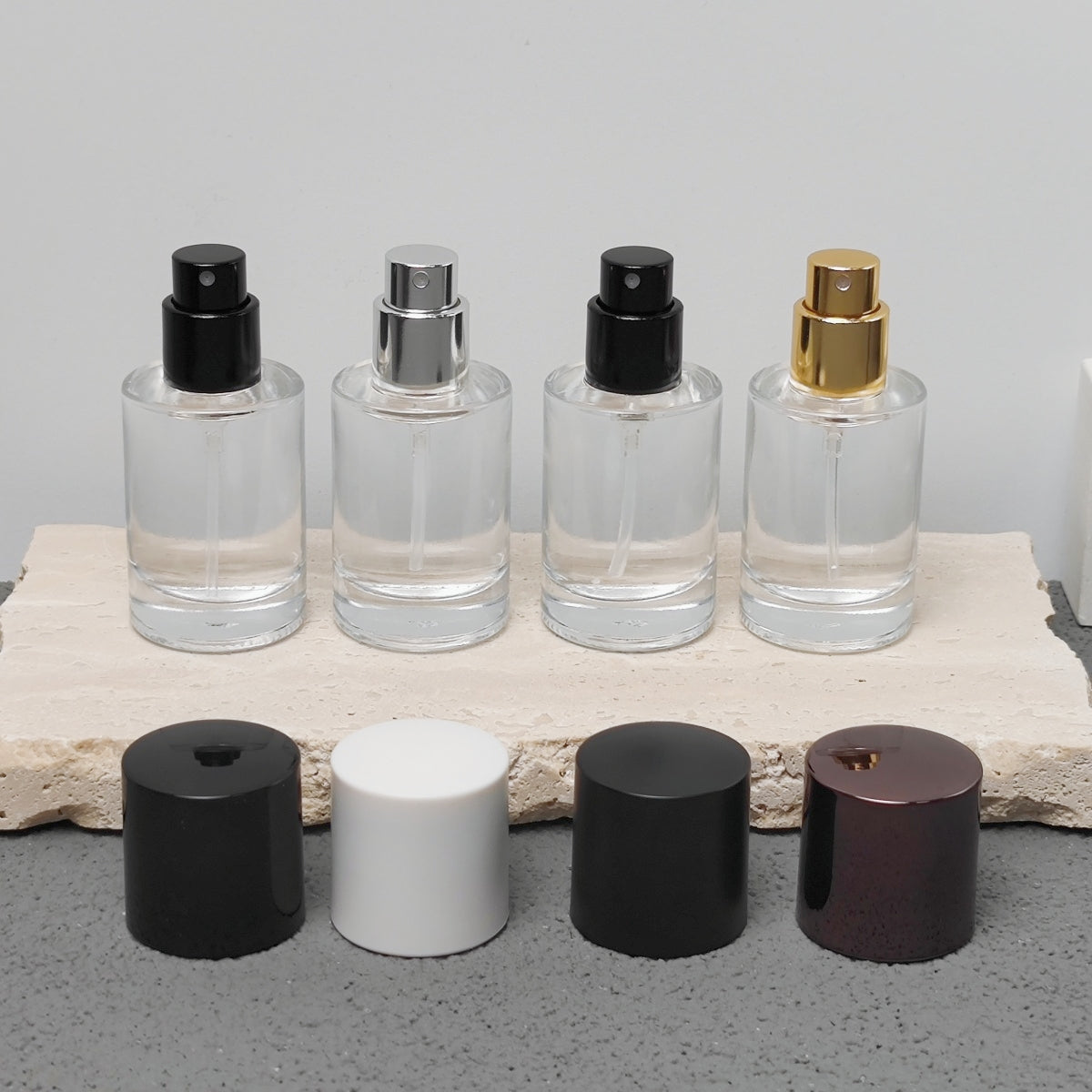 15ml Cylinder Mini Glass Perfume Spray Bottle Portable Travel Size Fragrance Sample Fine Mist Pump Custom Cap OEM Reed Diffuser