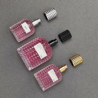 Custom Luxury Square 30ml 50ml 100ml Empty Crimp Neck Glass Perfume Bottle with Pump Sprayer Reed Diffuser Screen Printing Box
