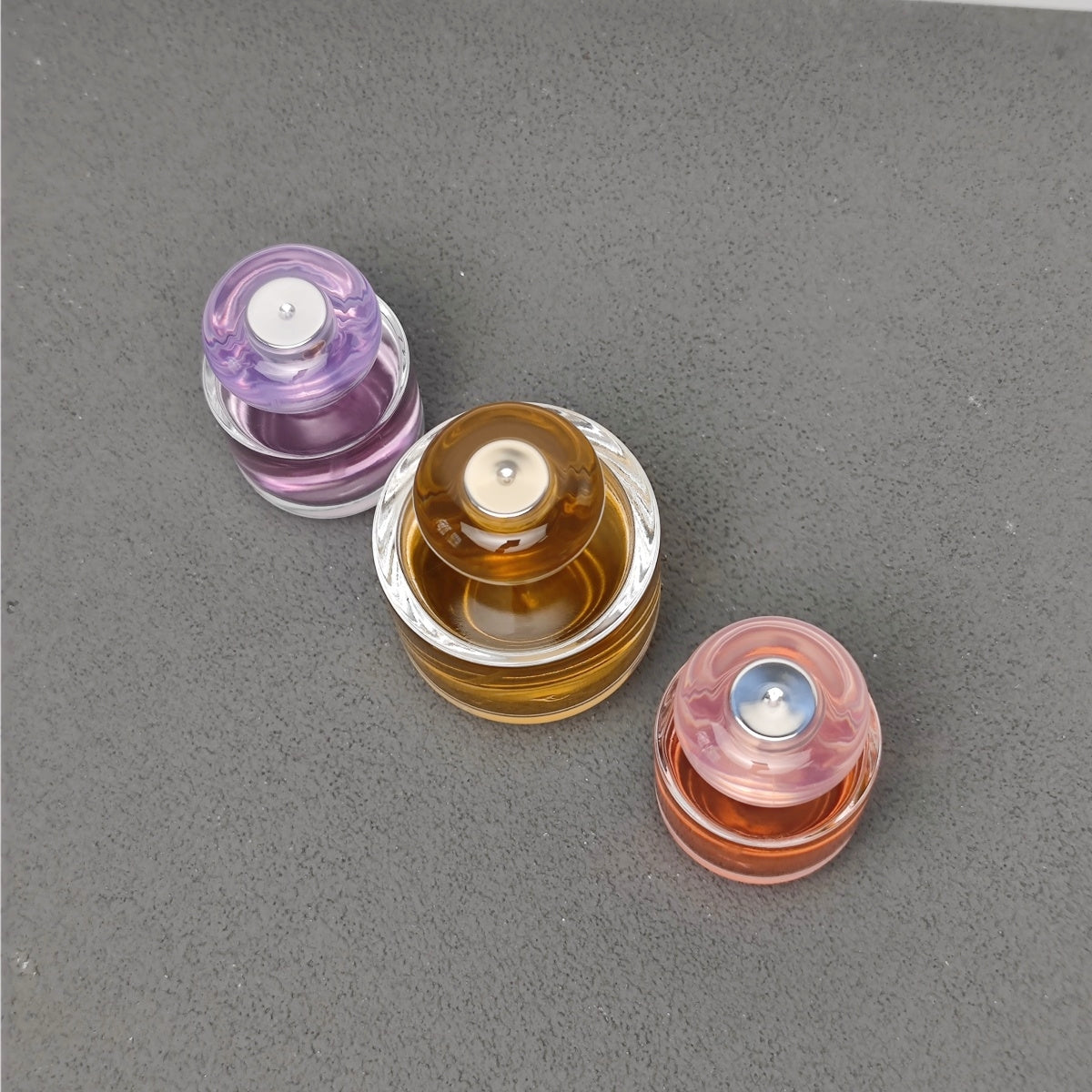 50ml & 100ml Cylinder Glass Perfume Bottles with Pump Sprayer and Stylish Caps for Home Boutique & Display