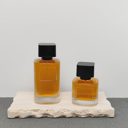 Luxury Ribbed Glass Perfume Bottle 50ml 100ml Empty Fragrance Packaging
