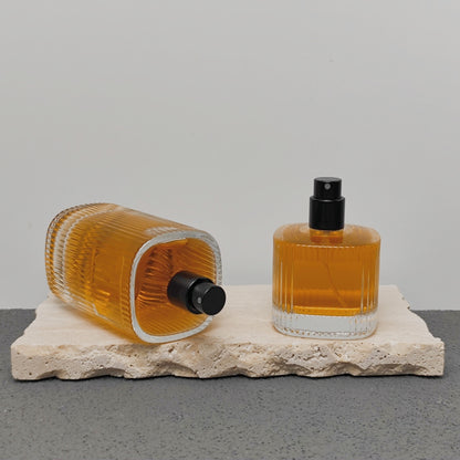 Luxury Ribbed Glass Perfume Bottle 50ml 100ml Empty Fragrance Packaging