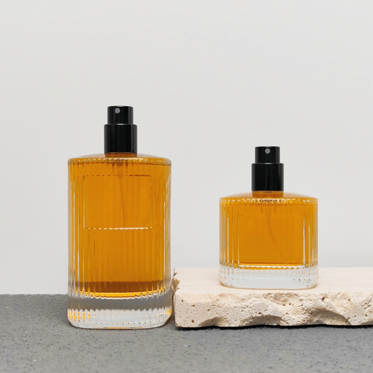 Luxury Ribbed Glass Perfume Bottle 50ml 100ml Empty Fragrance Packaging