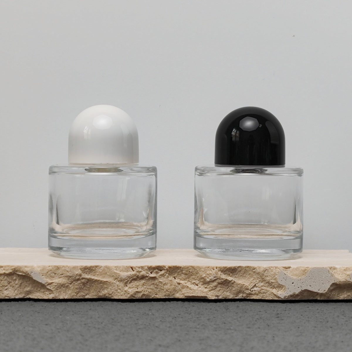 50ml Round Glass Perfume Bottle Crimp Neck Luxury Fragrance Packaging with Custom Cap OEM ODM Perfume Bottle Manufacturer