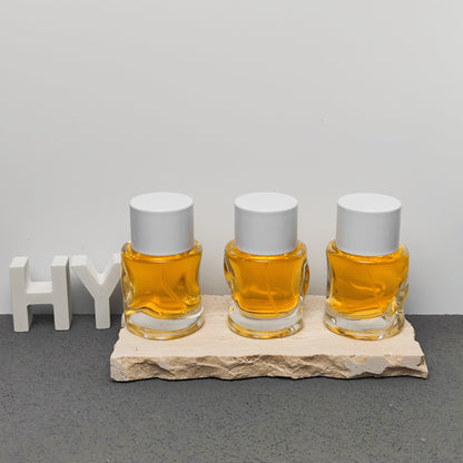 50ml Custom Empty Glass Perfume Bottle with Wooden Cap Thick Bottom Luxury Fragrance Packaging