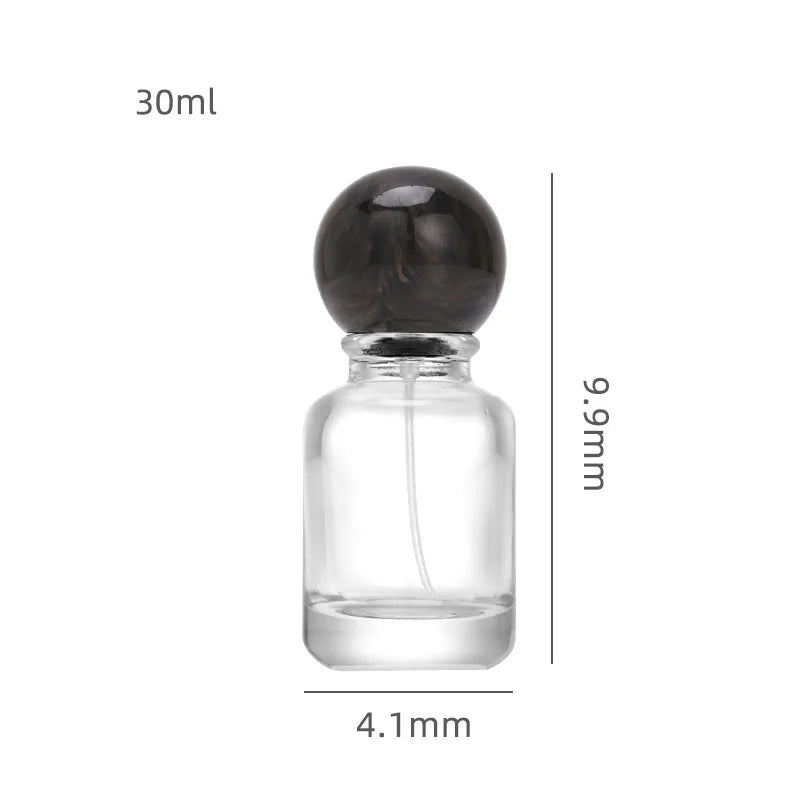 Glass Perfume Bottle With Artistic Spherical Bottle Cap