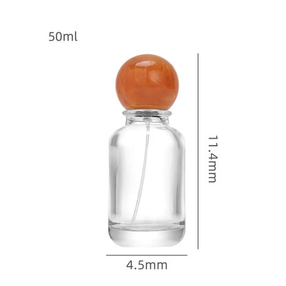 Glass Perfume Bottle With Artistic Spherical Bottle Cap