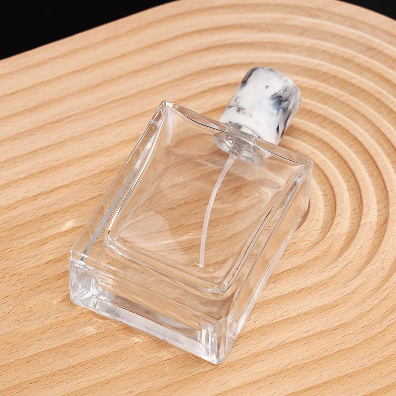 Perfume Bottles with Pump Wholesale Square Clear Glass