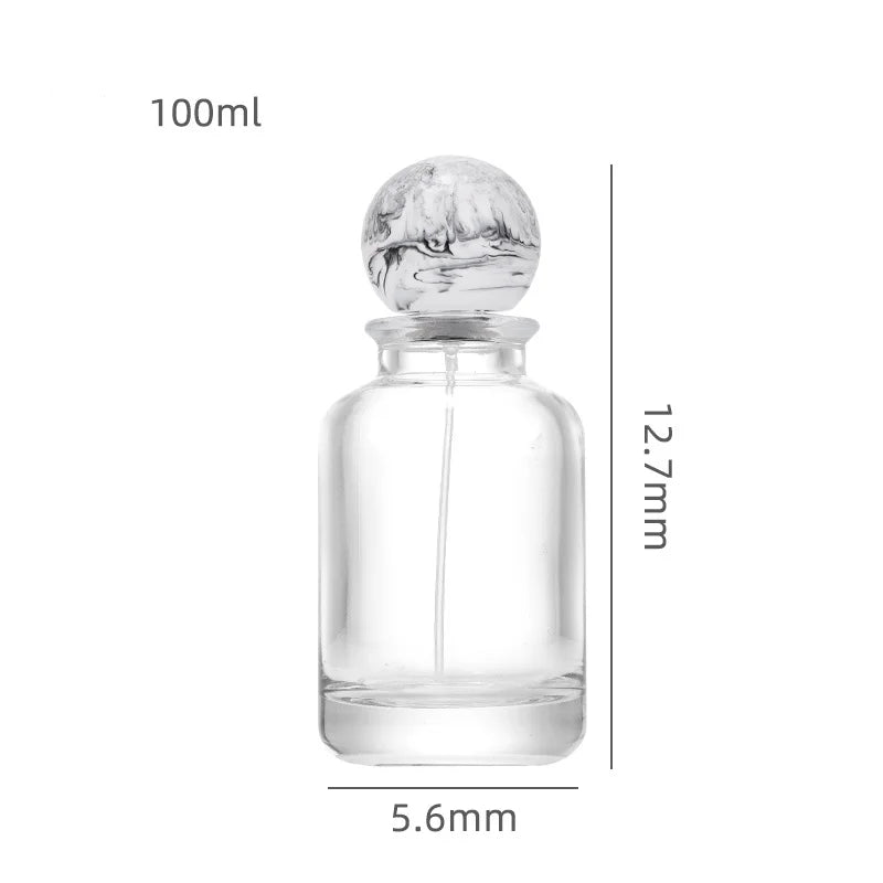 Glass Perfume Bottle With Artistic Spherical Bottle Cap