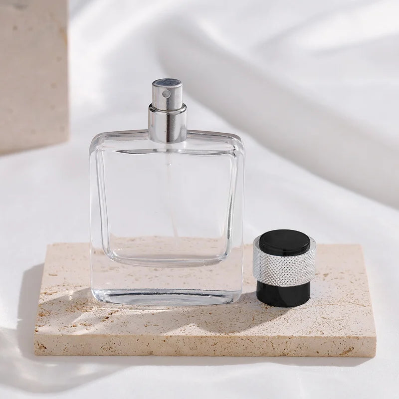 Bottle for Perfume Flat Square Glass Bottle Model H077S