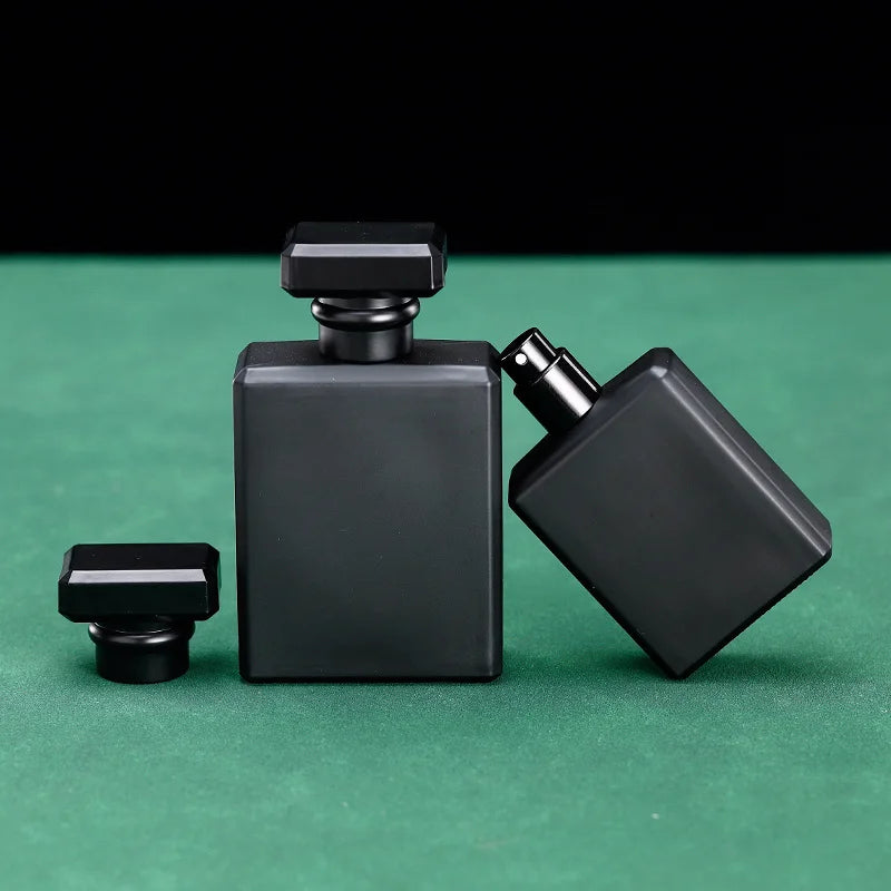 Black Perfume Bottle for Men Square Shape Model H053S