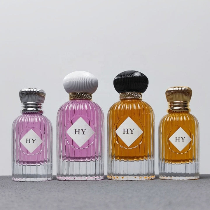 Premium Girly 100ml 50ml Ribbed Perfume Bottle Customizable with Fancy Ribbed Lid Manufacturer Direct Supply