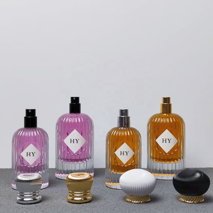 Premium Girly 100ml 50ml Ribbed Perfume Bottle Customizable with Fancy Ribbed Lid Manufacturer Direct Supply