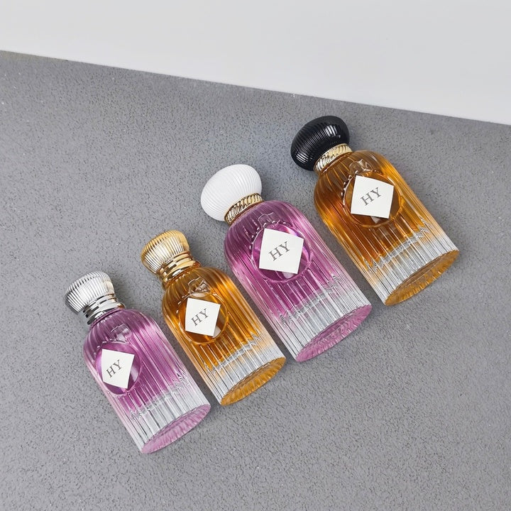 Premium Girly 100ml 50ml Ribbed Perfume Bottle Customizable with Fancy Ribbed Lid Manufacturer Direct Supply