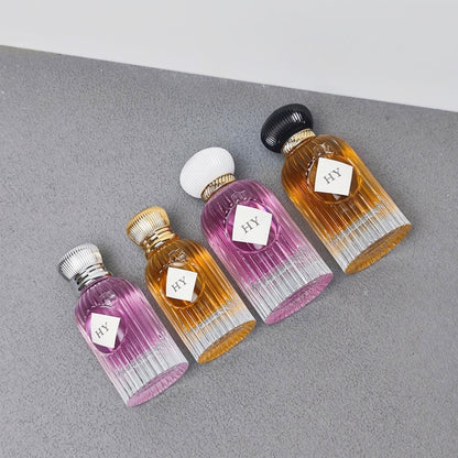 Premium Girly 100ml 50ml Ribbed Perfume Bottle Customizable with Fancy Ribbed Lid Manufacturer Direct Supply
