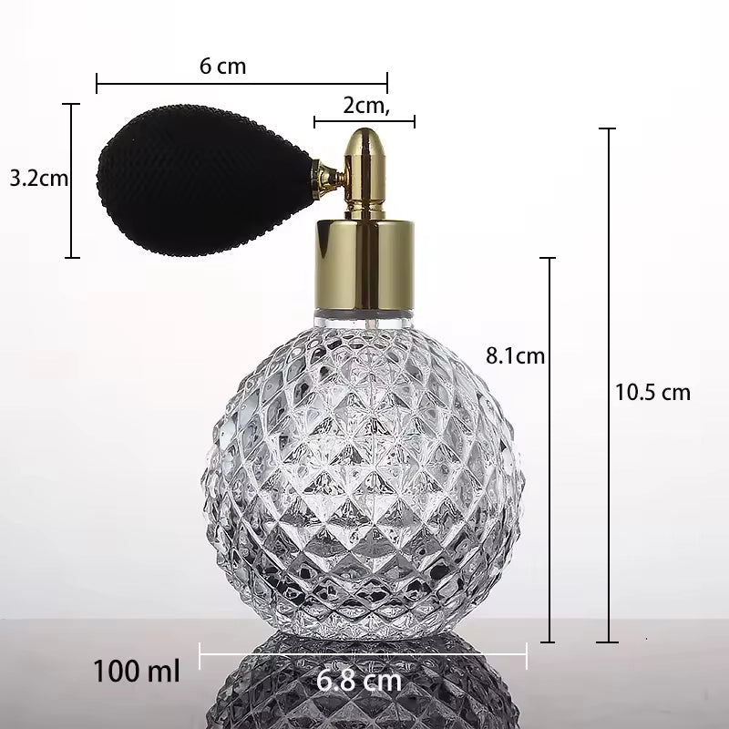 Dimension of Perfume Bottle with Squeeze Ball Vintage Engraved Style