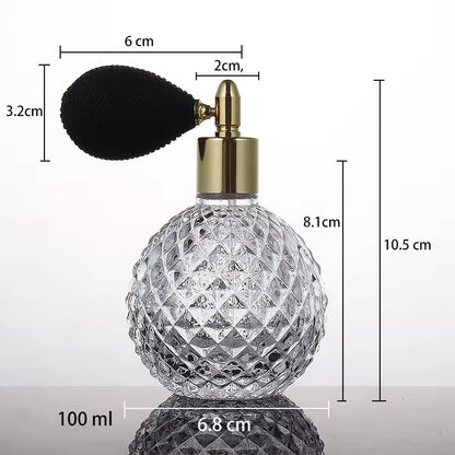 Dimension of Perfume Bottle with Squeeze Ball Vintage Engraved Style