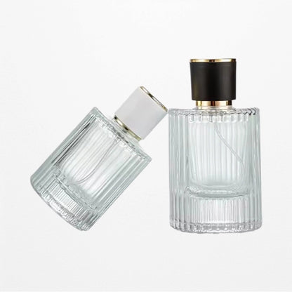 Flacon de parfum fantaisie vaporisateur design haut de gamme et verre transparent de qualité