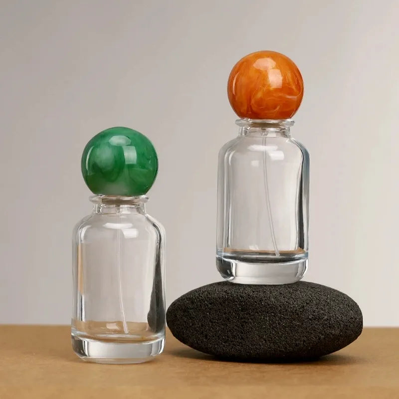 glass bottle with ball shape cap