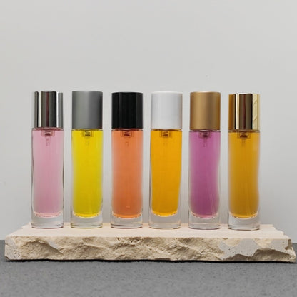 Wholesale 15ml Empty Perfume Bottle Portable Glass Atomizer Spray Bottle with Custom Cylinder Wooden Cap