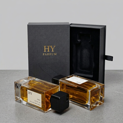 Square and Tall Design 100ml Bulk Perfume Empty Spray Bottles with Glossy Black Cap Screen Printing Pump Sprayer Glass