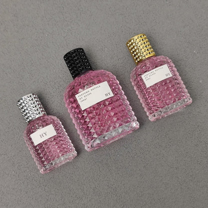 Custom Luxury Square 30ml 50ml 100ml Empty Crimp Neck Glass Perfume Bottle with Pump Sprayer Reed Diffuser Screen Printing Box