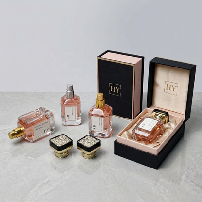 Elegant Wholesale 30ml 50ml 100ml Luxury Perfume Bottle for Women with Square Rhinestone Lid for Perfume Packaging