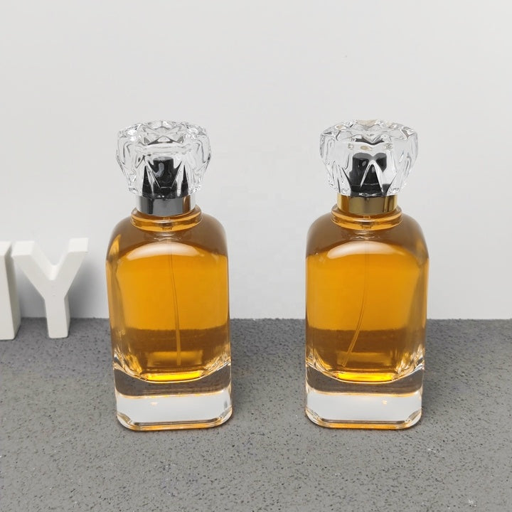 Wholesale 100ml Luxury Glass Fragrance Bottle with Decorative Glass Cap