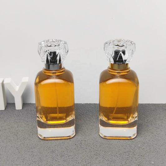 Wholesale 100ml Luxury Glass Fragrance Bottle with Decorative Glass Cap
