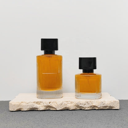 Luxury Ribbed Glass Perfume Bottle 50ml 100ml Empty Fragrance Packaging