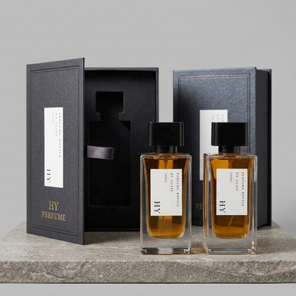 Square and Tall Design 100ml Bulk Perfume Empty Spray Bottles with Glossy Black Cap Screen Printing Pump Sprayer Glass