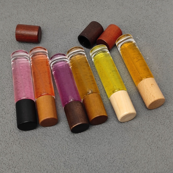 Wholesale 15ml Empty Perfume Bottle Portable Glass Atomizer Spray Bottle with Custom Cylinder Wooden Cap