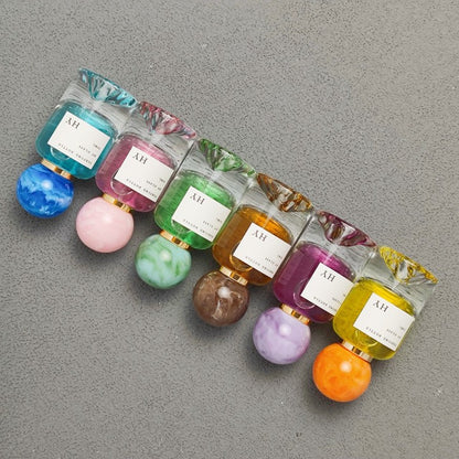 Wholesale Artistic Marble Pattern Oval Glass Perfume Bottle 30ml 50ml 100ml Mountain Bottom Design with Pump Sprayer Ball Cap