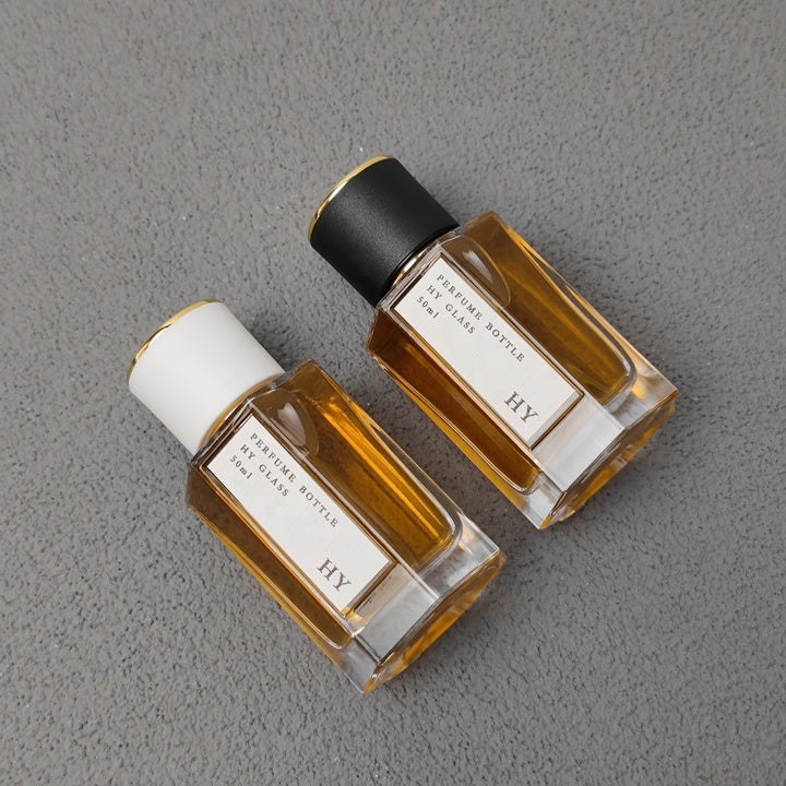 Luxury 50ml Pressurized Atomizer Glass Perfume Bottle Octagon Shape Thick Bottom Fragrance Packaging Gold Spray Screen Printing
