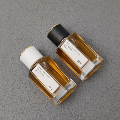 Luxury 50ml Pressurized Atomizer Glass Perfume Bottle Octagon Shape Thick Bottom Fragrance Packaging Gold Spray Screen Printing