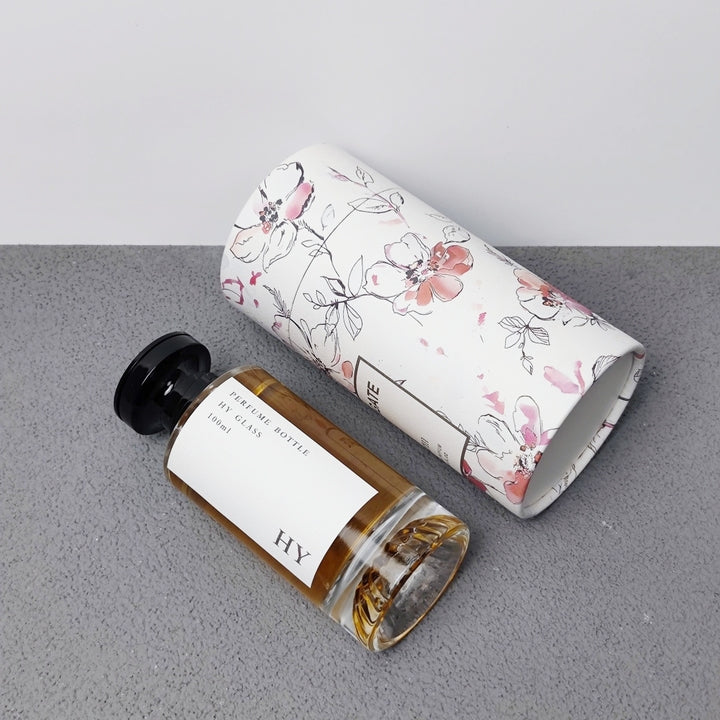 Luxury Cylinder Glass Perfume Bottle with Pump Sprayer Empty 15mm Crimp Neck 100ml Capacity Plastic Cap & Box