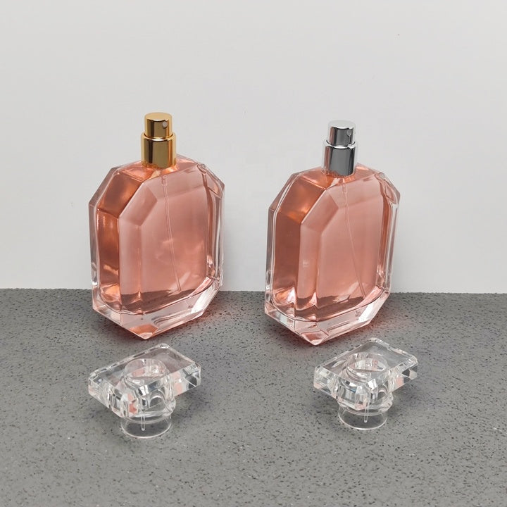 100ml Luxury Perfume Bottle Thick Glass Fragrance Container with Crystal Acrylic Cap OEM ODM