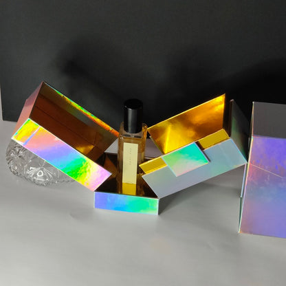High Quality Holographic Paper Magnetic Box Custom Design Empty Bottle Luxury Magnet Packaging Perfume Box