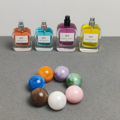 Wholesale 30ml 50ml Flat Glass Perfume Bottles Rounded Rectangle with Colorful Marble Pattern and Pump Sprayer for Ball Caps