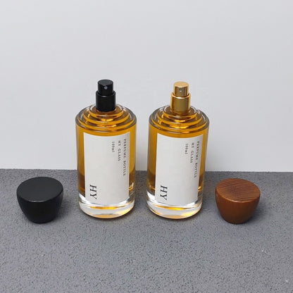 100ml Custom Luxury Thick Glass Perfume Oil Bottle Fine Mist Spray with Natural Wooden Cap